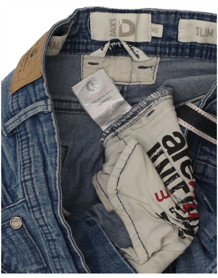 Dack's Pantalones cortos de mezclilla ajustados para mujer IT 46 Large W30 Algodón azul