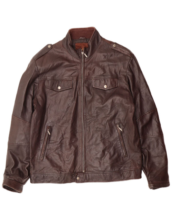 Conbipel Chaqueta Militar De Cuero Para Hombre IT 54 XL Piel De Cordero Marrón