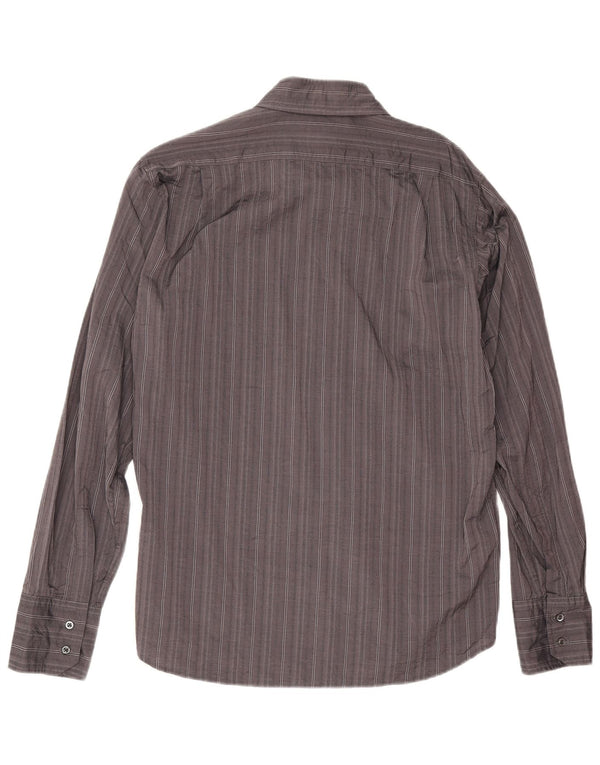 Camisa Hugo Boss Hombre Grande Algodón A Rayas Gris