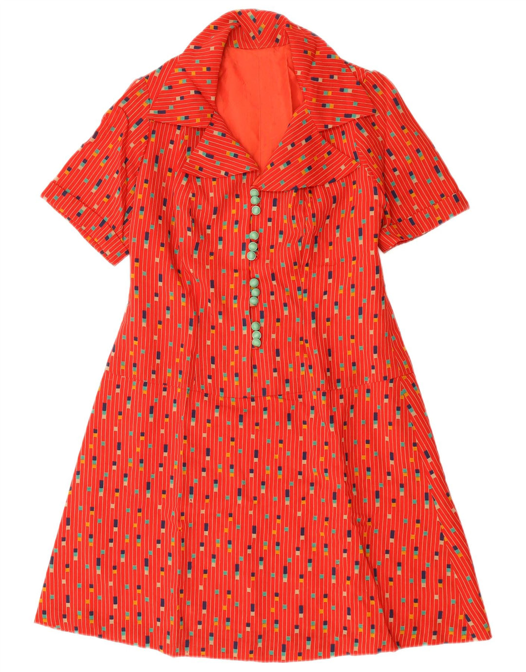 VINTAGE Vestido de línea A para mujer Reino Unido 12 Medio rojo moteado