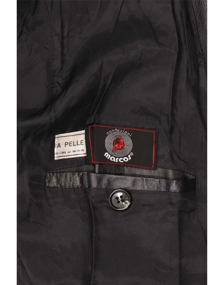 Abrigo cruzado de cuero para mujer Marcos IT 56 4XL Negro
