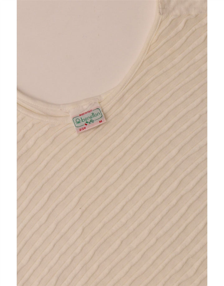 Benetton Blusa Extragrande Asimétrica para Mujer UK 44 Medio Algodón Blanco