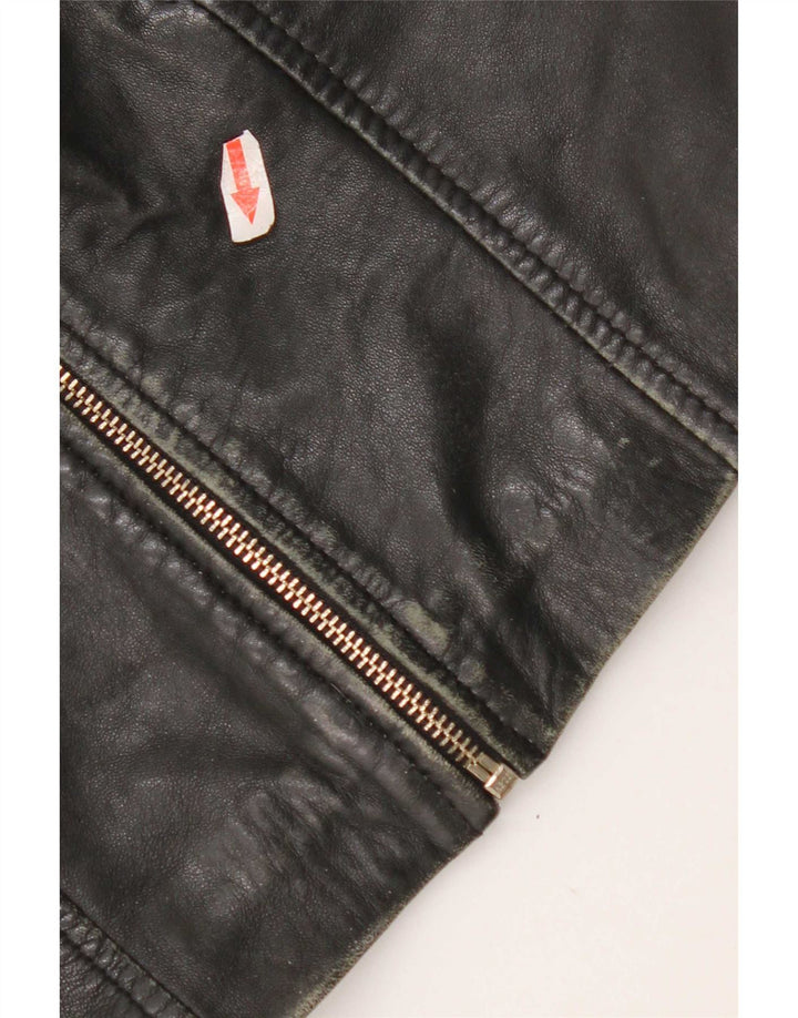 Mango Mujer Crop Chaqueta De Cuero UK 10 Small Negro