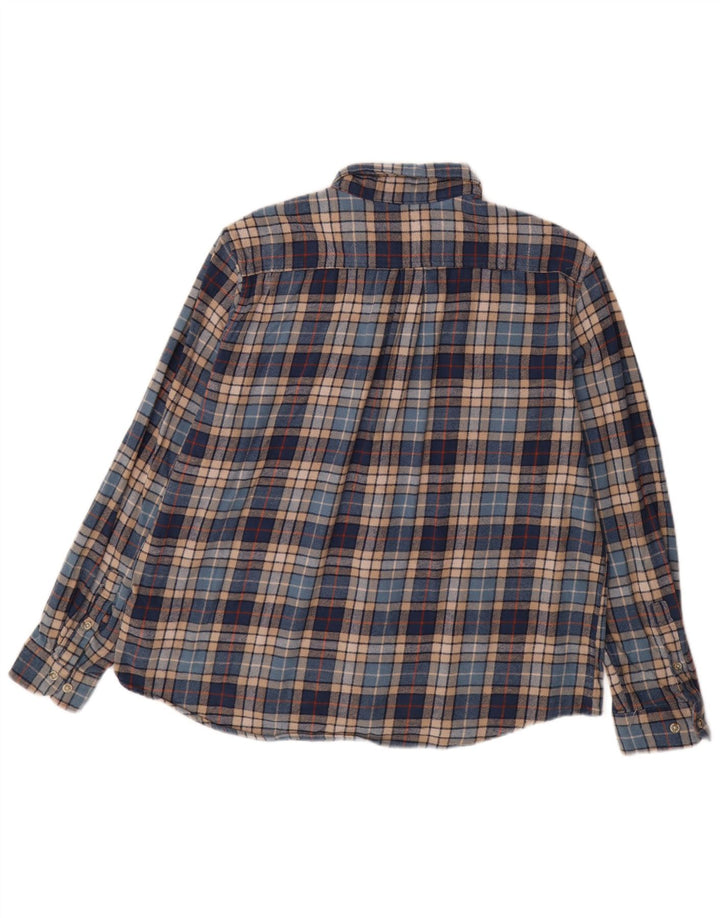 EDDIE BAUER Camisa de franela para hombre 2XL Algodón a cuadros azul