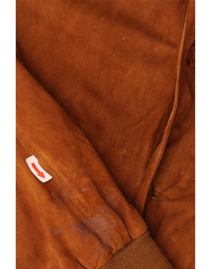 Vintage hombres ante bomber chaqueta IT 60 5XL cuero marrón