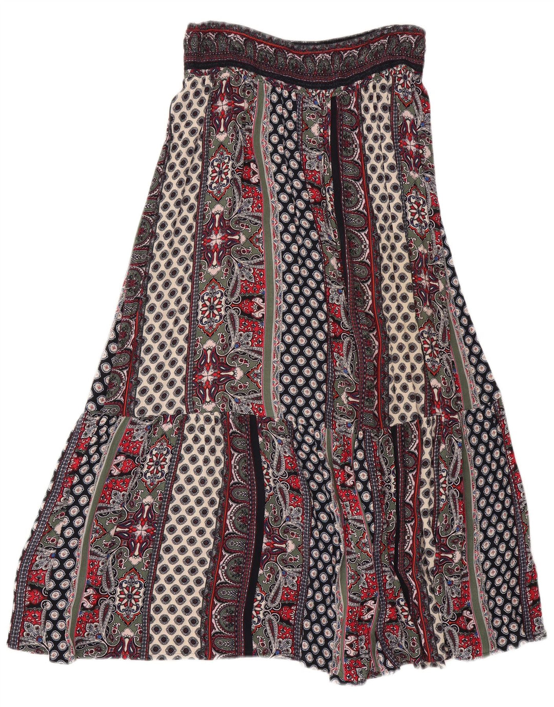 Monsoon Falda Gitana Mediana W30 Viscosa Patchwork Multicolor