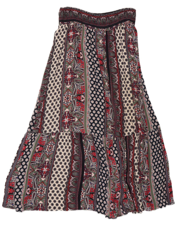 Monsoon Falda Gitana Mediana W30 Viscosa Patchwork Multicolor