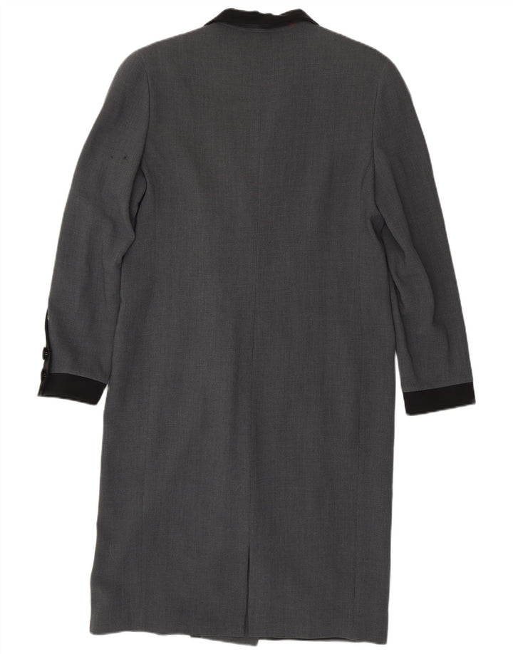 Vintage mujer abrigo de doble pecho IT 46 lana gris grande