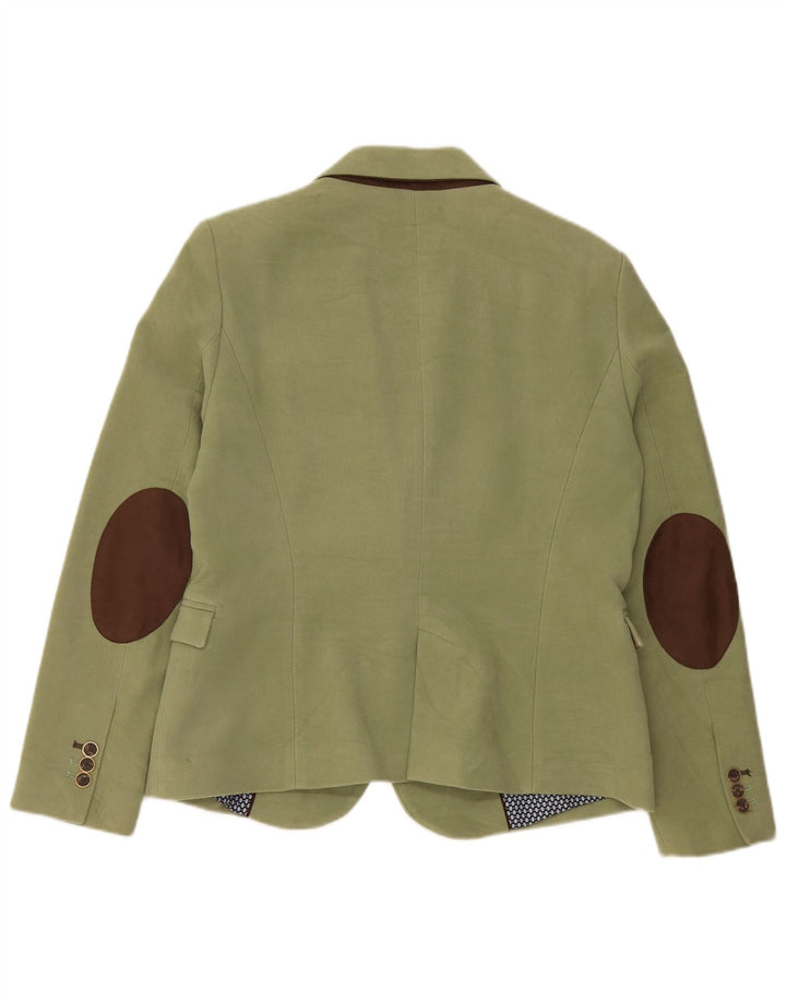 Zara Mujer Chaqueta Blazer De 1 Botón UK 40 XL Algodón Verde