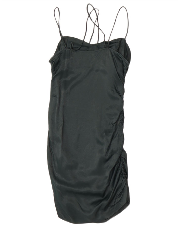 Zara Vestido lencero para mujer UK 42 Viscosa verde medio