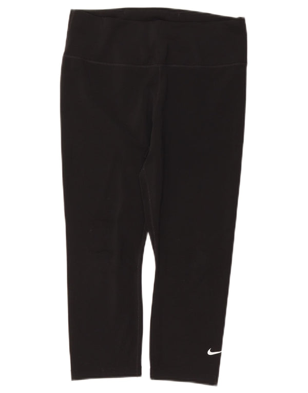NIKE Leggings Capri Dri Fit para Mujer UK 12 Mediano Negro Poliéster