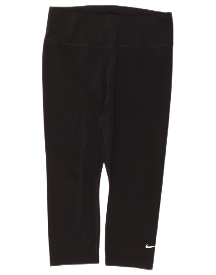 NIKE Leggings Capri Dri Fit para Mujer UK 12 Mediano Negro Poliéster