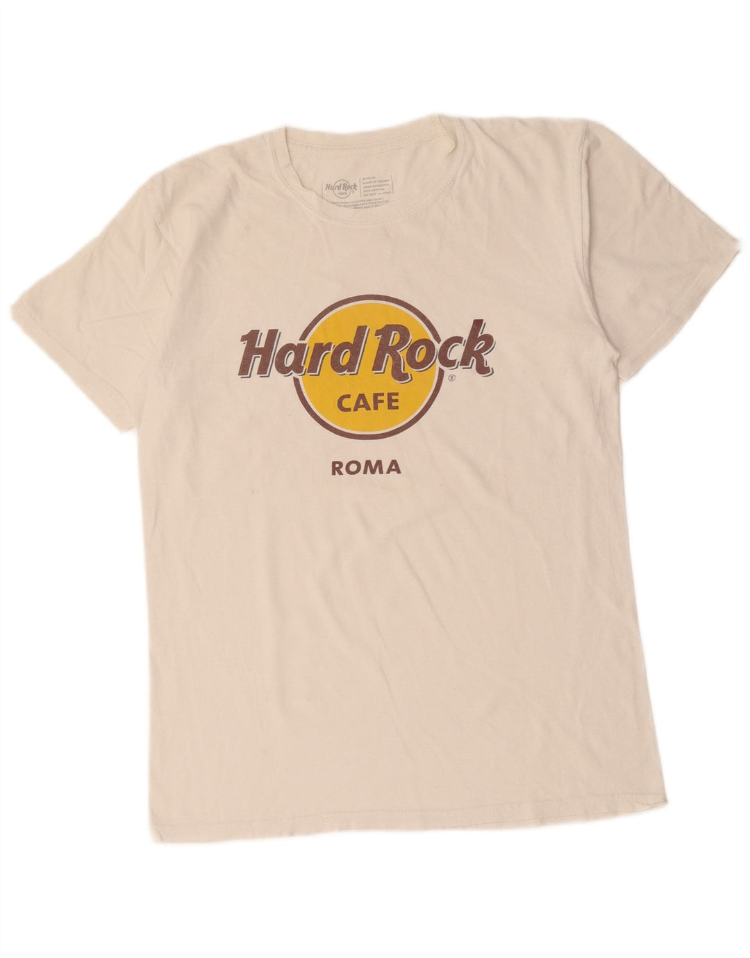 Hard Rock Cafe - Camiseta con gráfico Roma para hombre, talla mediana, algodón blanco roto