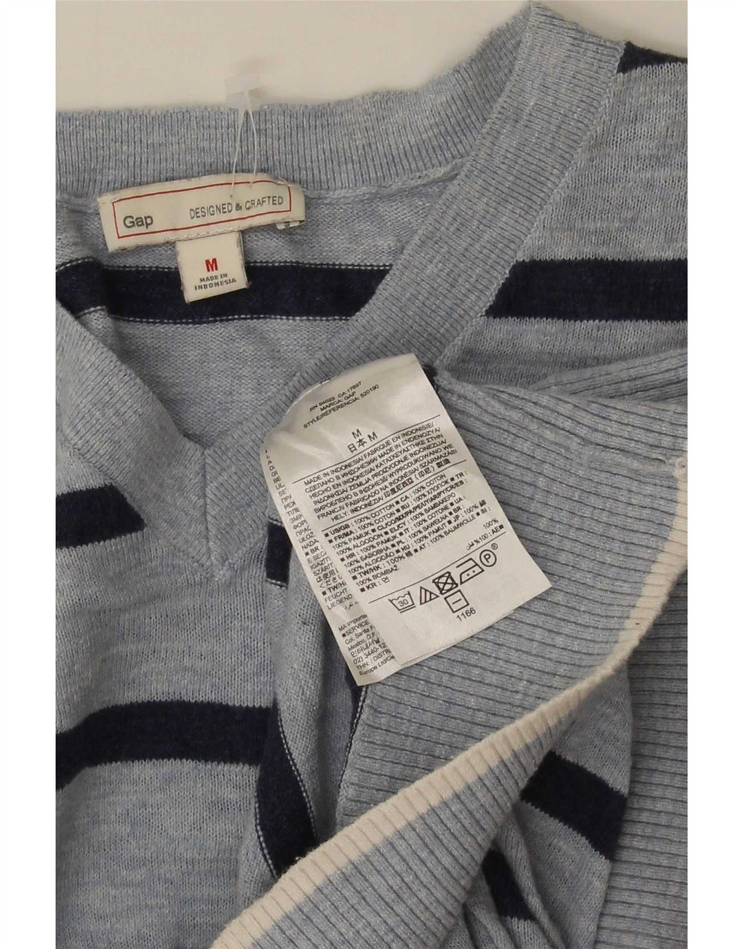 Gap Jersey Con Cuello En V De Algodón A Rayas Azul Medio Hombre