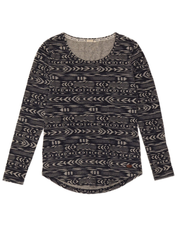 Roxy Top Mujer Manga Larga UK 6 XS Poliéster Geométrico Azul Marino