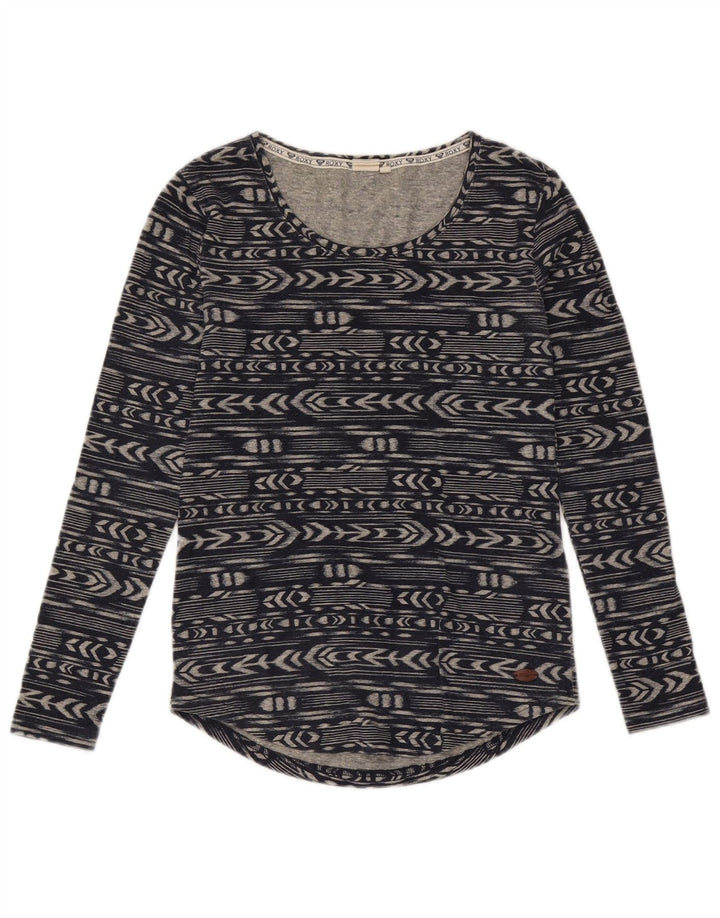 Roxy Top Mujer Manga Larga UK 6 XS Poliéster Geométrico Azul Marino