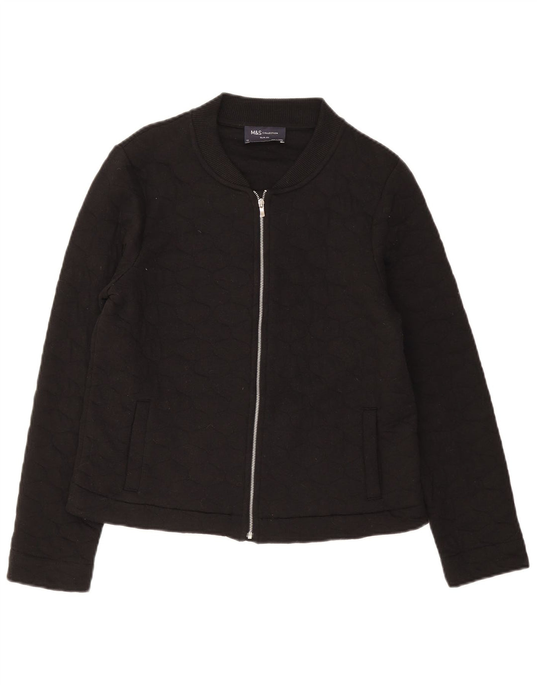 Marks & Spencer Chaqueta Acolchada Slim Fit para Mujer UK 12 Mediana Algodón Negro