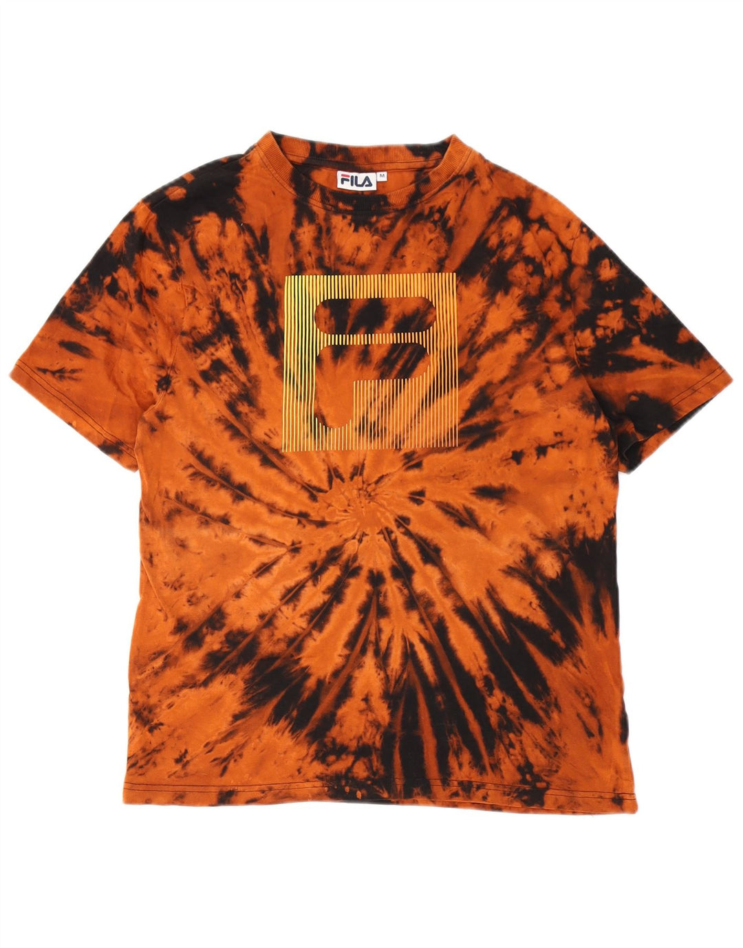 Fila Camiseta gráfica para hombre Top de algodón teñido anudado naranja mediano