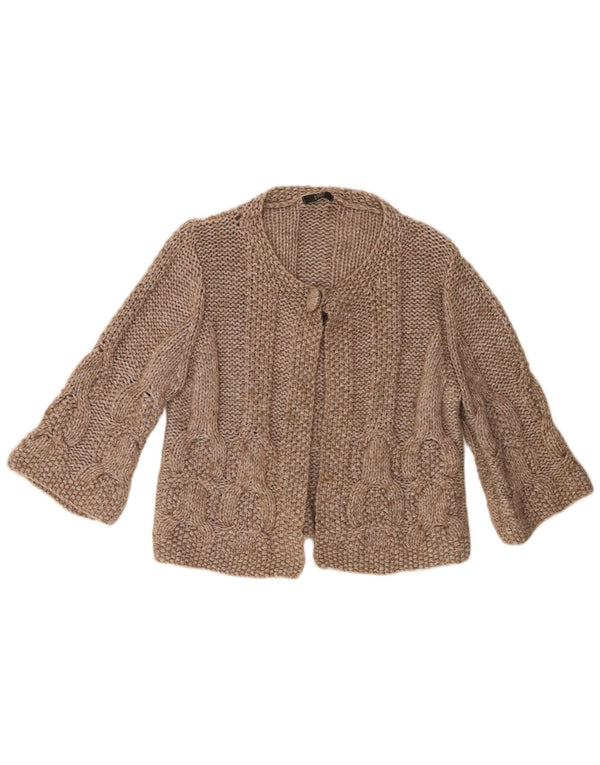 Marks & Spencer Suéter tipo cárdigan corto con manga 3/4 para mujer UK 46 Large Beige