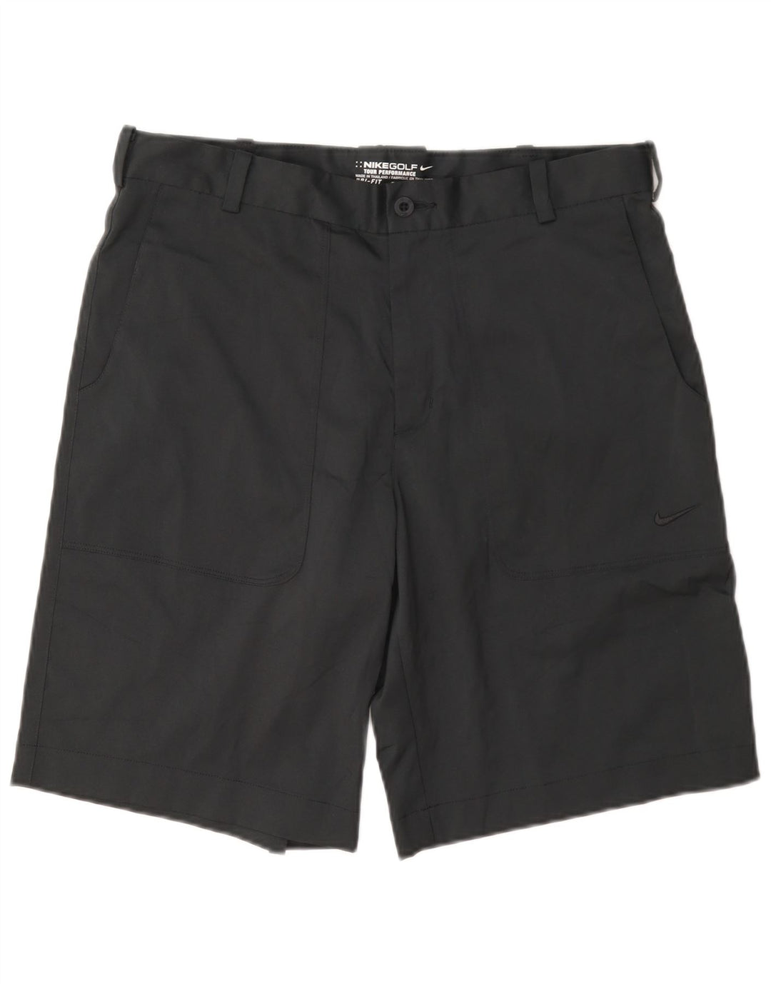 Nike Pantalones cortos chinos Dri Fit para hombre W32 Poliéster negro mediano