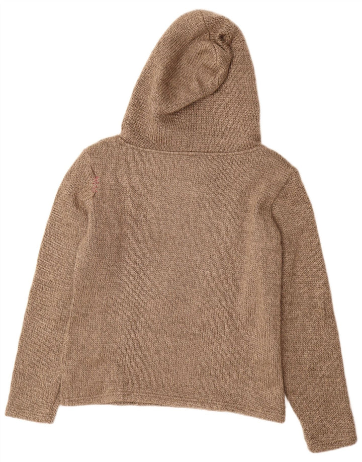 Vintage hombres con capucha jumper suéter tamaño 40 medio beige acrílico