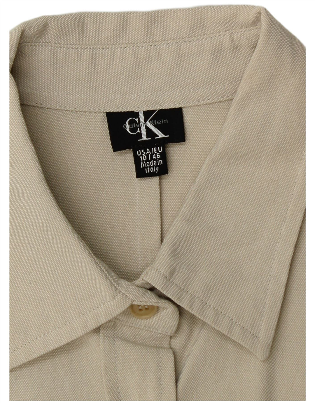CALVIN KLEIN Camisa corta para mujer US 10 Grande Algodón beige