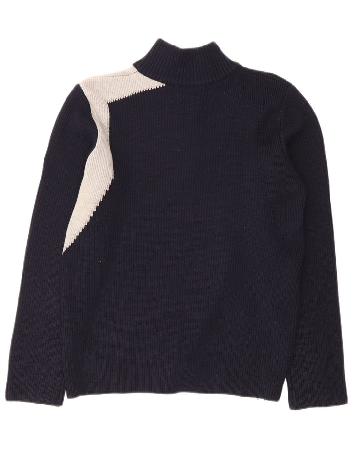 Murphy & Nye - Jersey para hombre con cuello y cremallera, talla pequeña, de lana en bloques de color azul marino