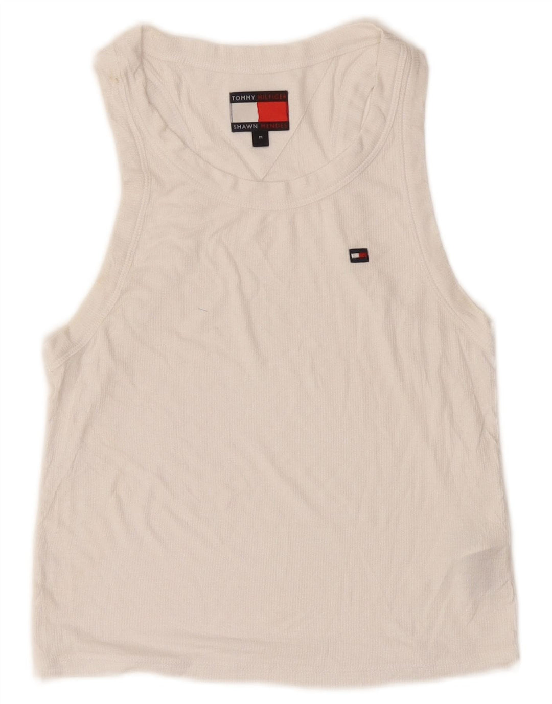 Tommy Hilfiger Top corto sin mangas para mujer UK 12 Medium White Modal