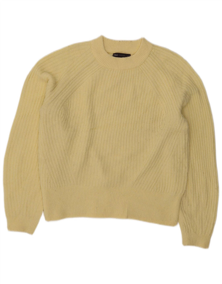 Marks & Spencer - Jersey de cuello redondo para mujer, talla 40, acrílico amarillo mediano