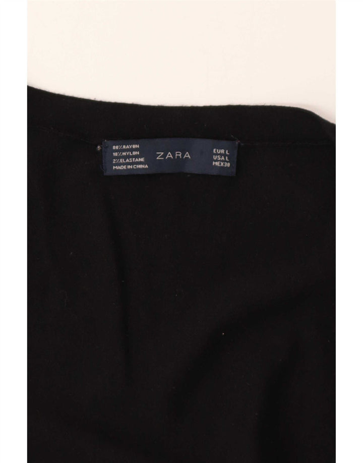 Zara Mujer Cárdigan Suéter UK 46 Grande Rayón Negro