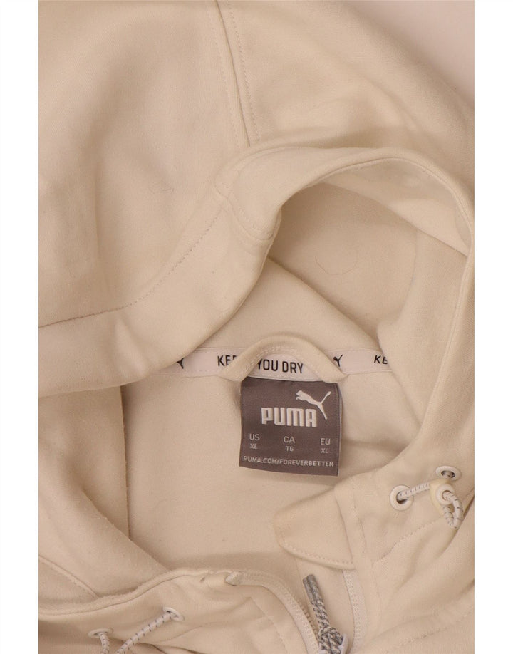 PUMA Sudadera con capucha y cremallera para hombre XL Off White Colourblock Cotton
