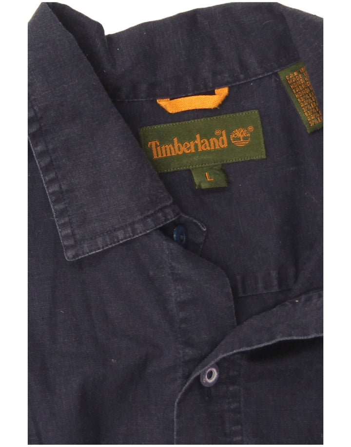 Camisa Timberland Hombre Grande Lino Azul Marino
