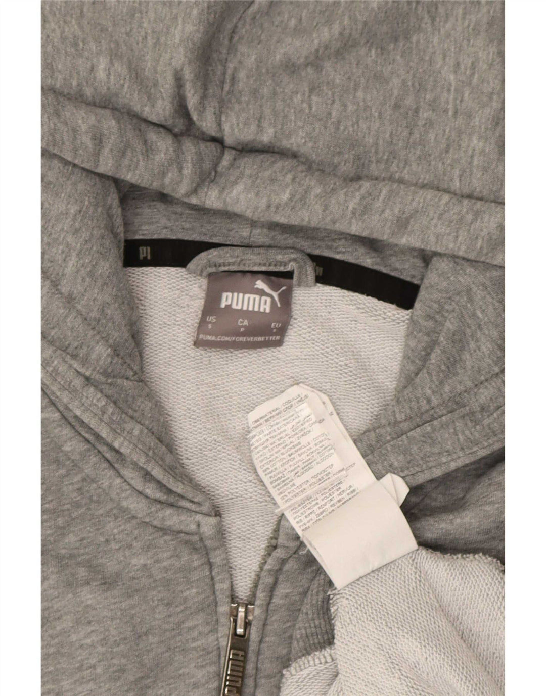 Puma Sudadera con capucha y cremallera para hombre, talla pequeña, gris moteado