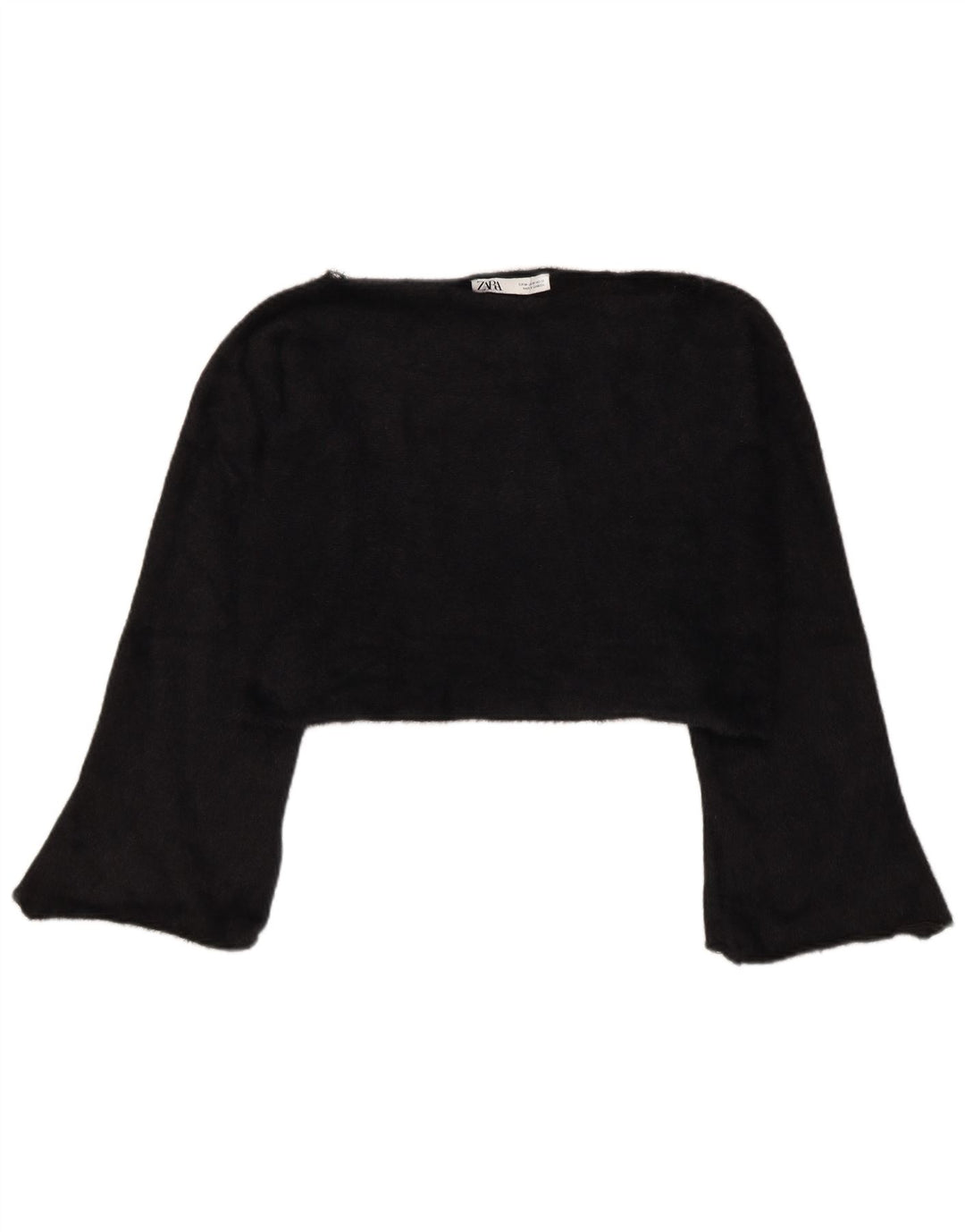 Zara Mujer Crop Top Manga Larga UK 44 Mediano Negro