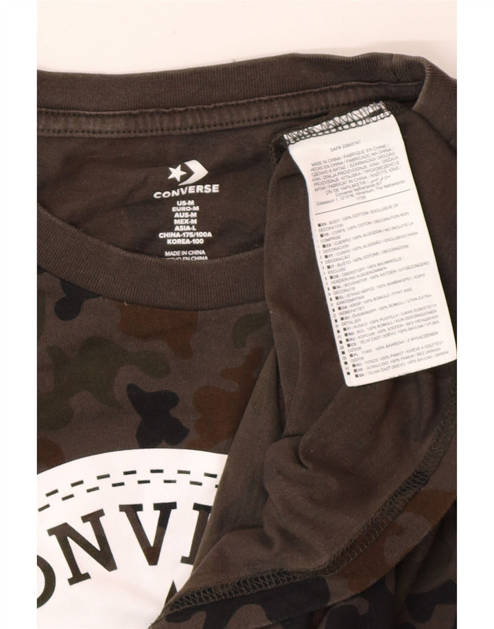 CONVERSE Camiseta gráfica para hombre Top Camuflaje gris medio