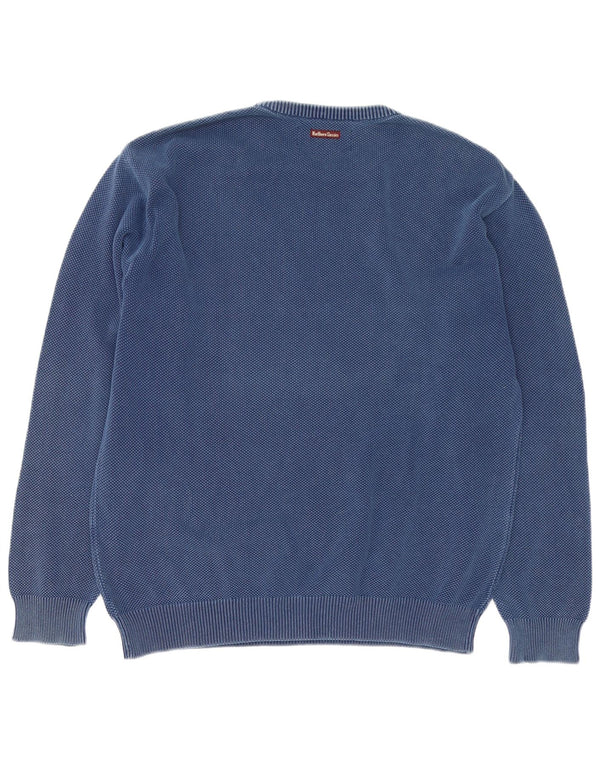 Marlboro Classics - Jersey de cuello redondo para hombre, talla XL, algodón azul marino