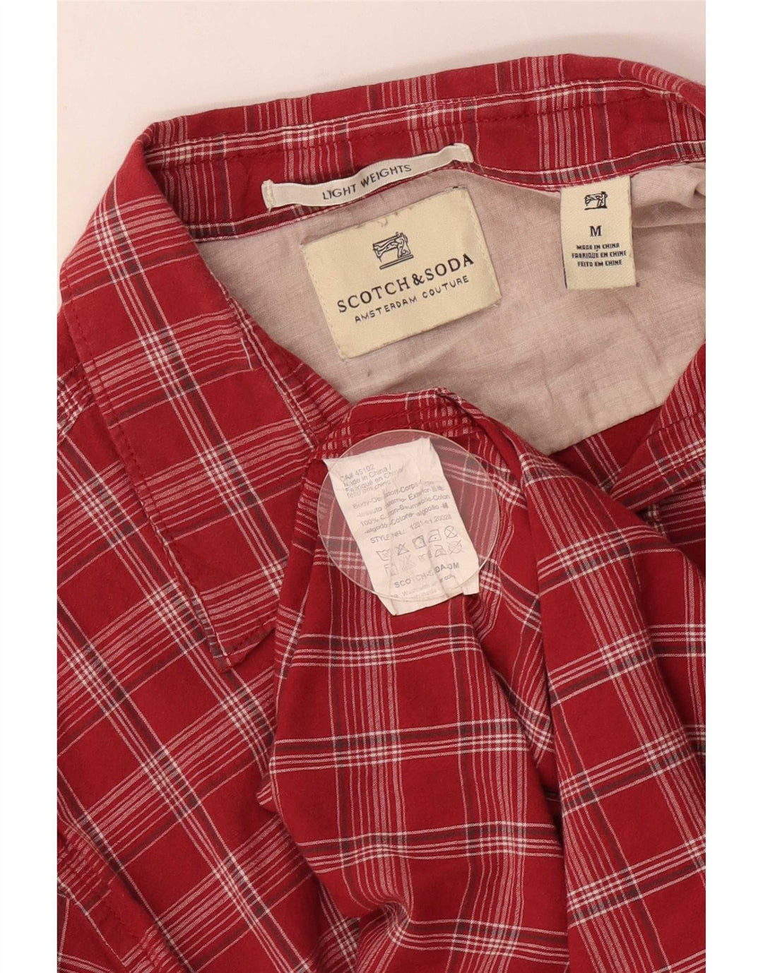 Camisa Scotch & Soda Hombre Medium Red Check Algodón