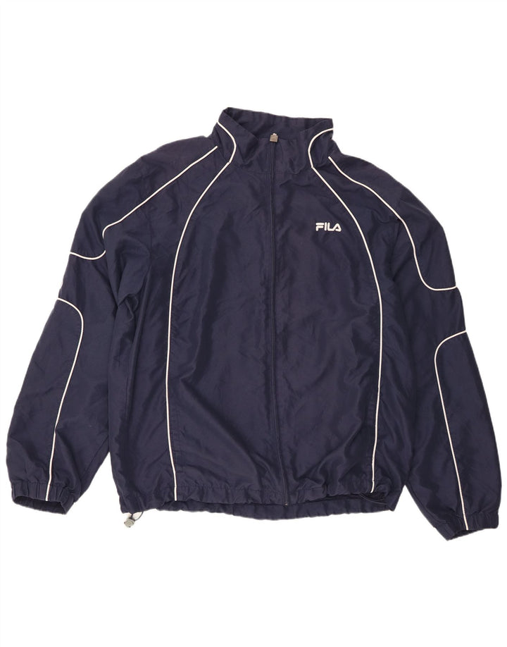 Fila Chaqueta impermeable gráfica para hombre UK 42 XL Poliéster a rayas azul marino