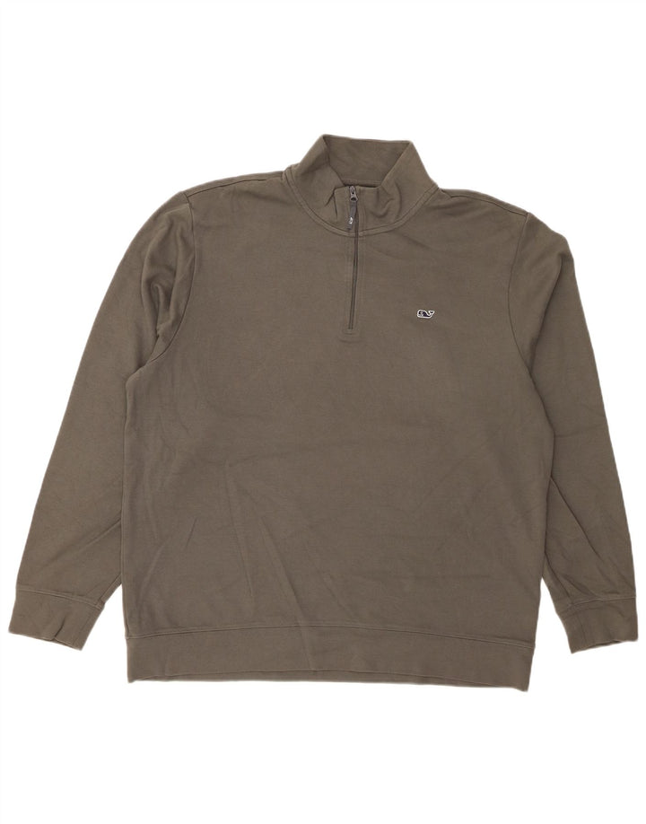 VINEYARD VINES Sudadera con cuello y cremallera para hombre, talla grande, gris
