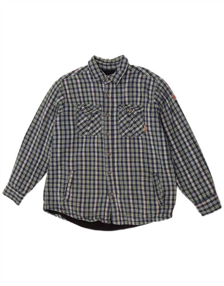 Black Jack Camisa de franela de leñador para hombre Algodón a cuadros azules grandes