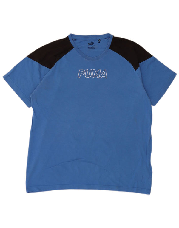 Puma Camiseta gráfica para hombre Top de algodón color block en azul medio