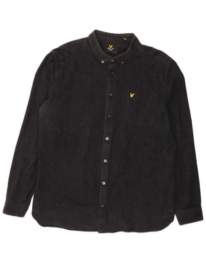 Lyle & Scott Camisa para hombre 2XL Algodón moteado negro