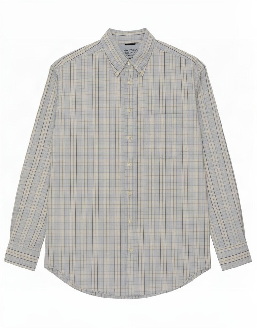 Nautica Camisa Hombre XL Azul Cuadros Algodón
