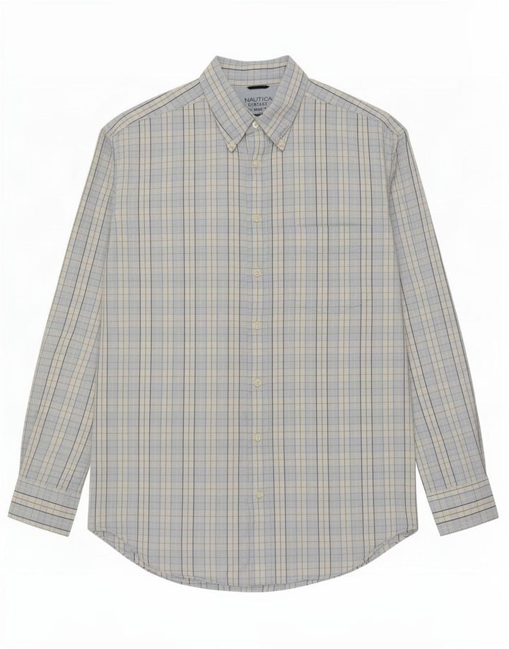Nautica Camisa Hombre XL Azul Cuadros Algodón