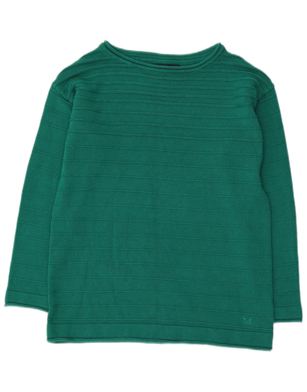 CREW CLOTHING Womens Boat Neck Jumper Sweater UK 12 Medium  Green Cotton