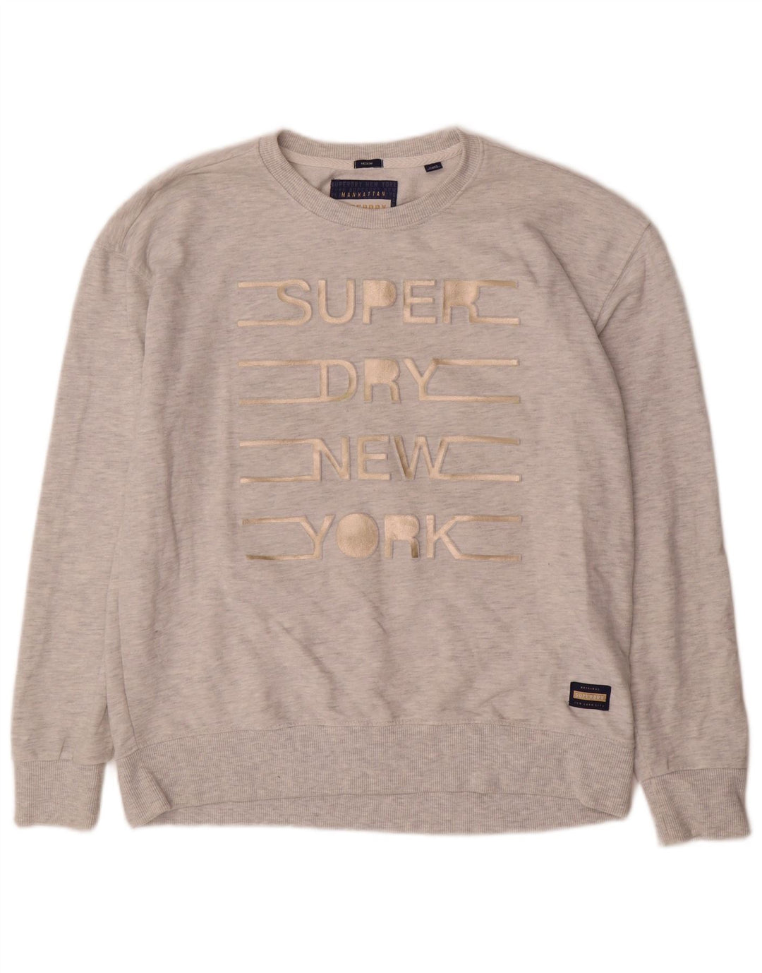 Superdry Sudadera con gráfico para mujer, jersey, Reino Unido 44, algodón moteado en gris medio