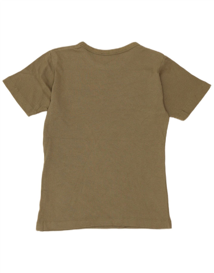 ZARA Hombre Camiseta Top Small Algodón Caqui