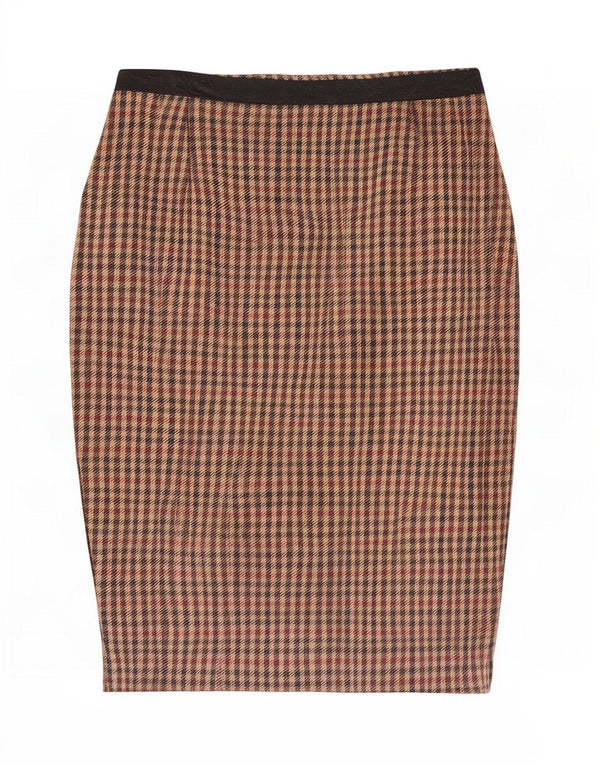 Falda lápiz para mujer Austin Reed UK 12 Medium W30 Algodón de pata de gallo marrón
