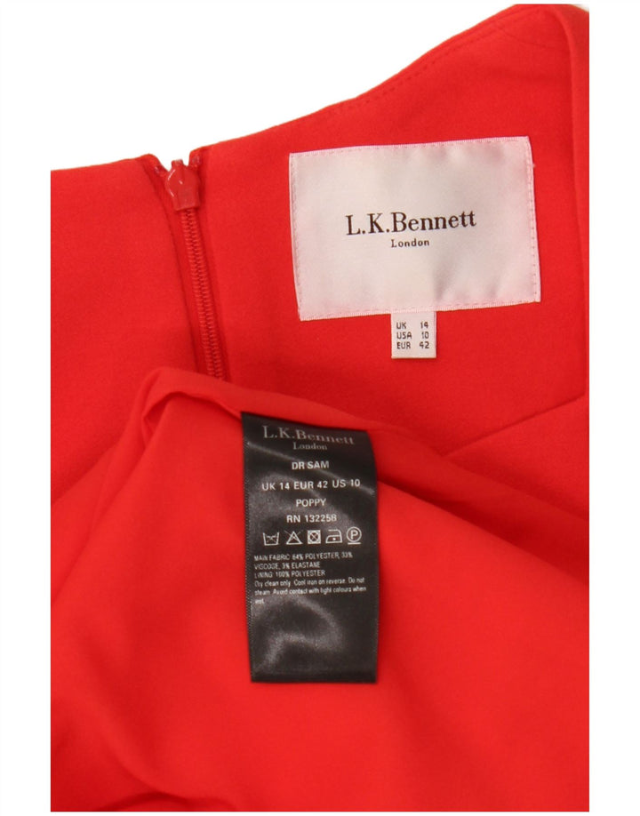 L.K. Bennett Vestido tubo para mujer UK 44 Poliéster rojo mediano