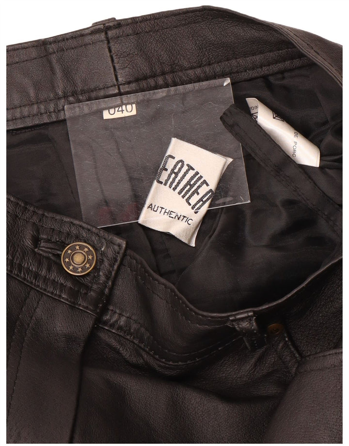 Falda de cuero vintage para mujer EU 40 Medio W28 Cuero negro